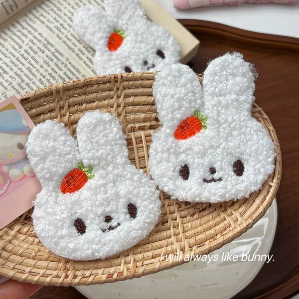 Cute Carrot Bunny Plush Bangs Clip for Women 2026 New Style Hair Clip Side Magic Tape Hairpin Hair Accessory for Women