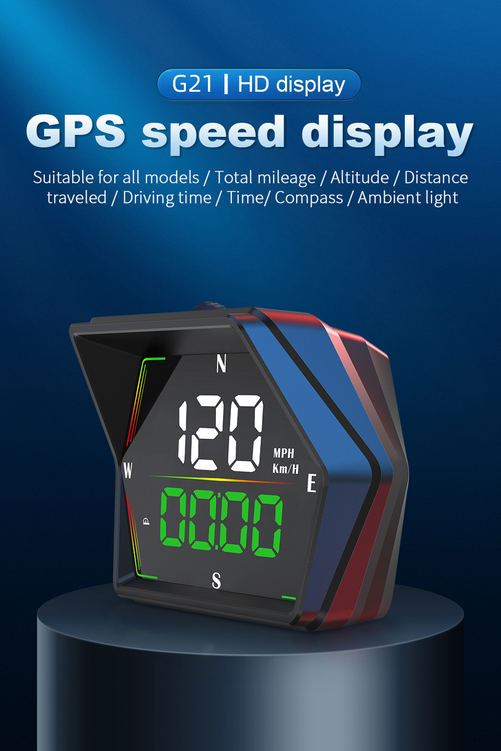Universal car HUD head-up display, Beidou GPS vehicle speedometer, total mileage accumulation, high-definition head-up display