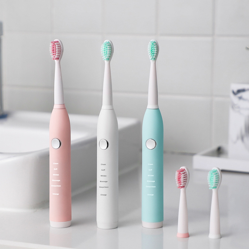 새로운 가정용 버튼 소닉 전동 칫솔 충전 방수 부드러운 머리 게으른 칫솔 타이밍 스마트 칫솔