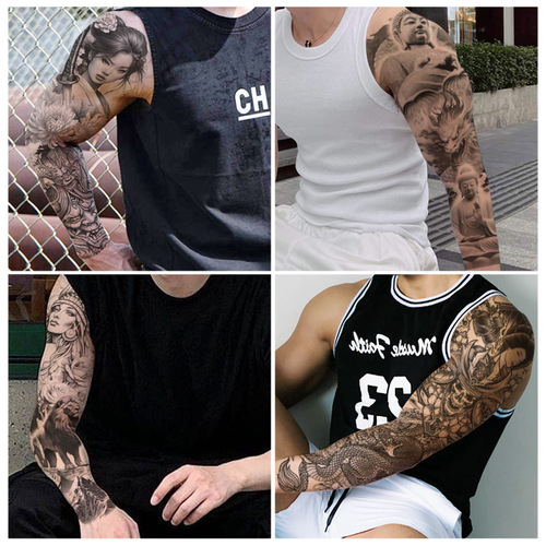 Full Arm Divine Beast Buddha Tattoo Sticker Waterproof Sweatproof Arm Sleeve for Men and Women Disposable Tattoo European and American Style
