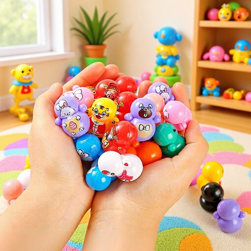 抖音同款卡通迷你虎年老虎蓝胖子不倒翁玩具儿童益智桌面游戏礼物