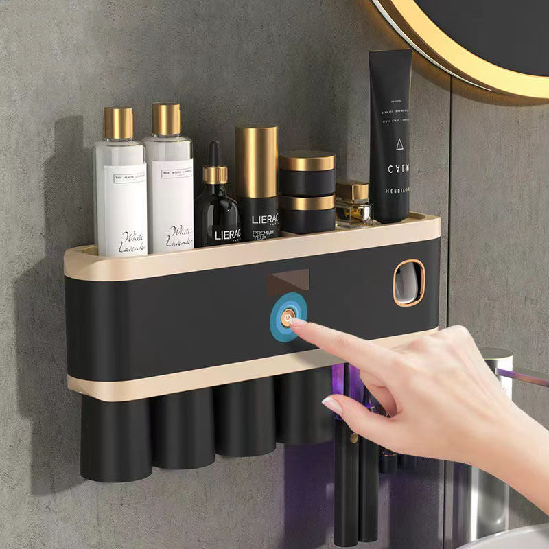Toothbrush Storage Rack Ultraviolet Sterilizer Intelligent Wall-mounted Non-perforated Toothbrush Sterilization Storage Rack