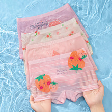 一件代发儿童内裤薄款透气莫代尔棉草莓夏季女童平角裤衩透气清凉