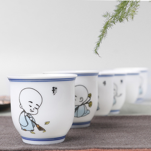 Hand-painted Small Teacup from Jingdezhen, High White Porcelain Douli Cup Ceramic Gongfu Tea Cup Tea Drinker's Cup, Single Cup Wholesale