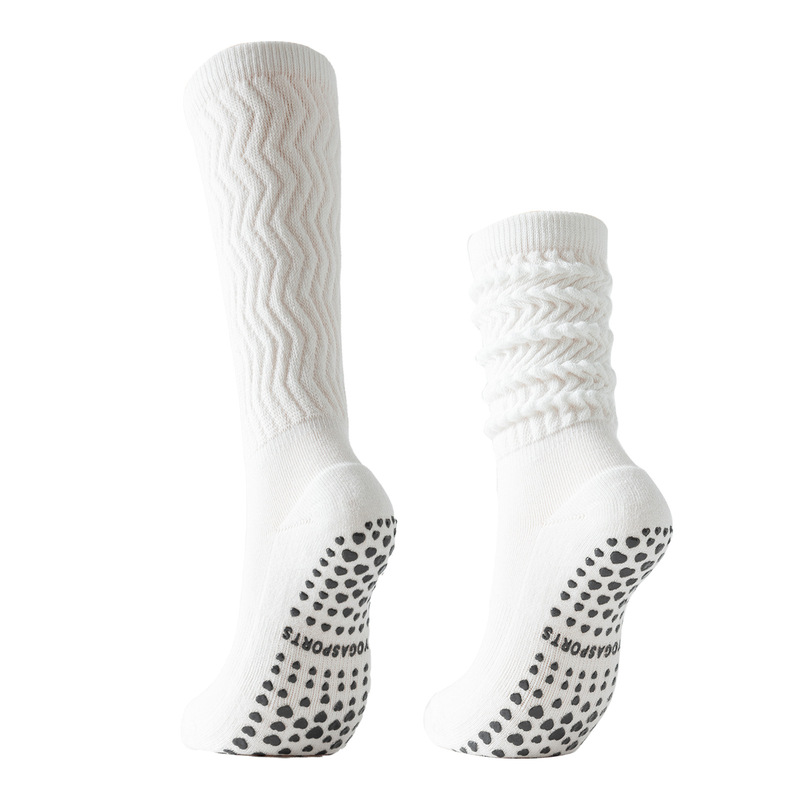 Women's adjustable non-slip long tube socks for yoga, suitable for pregnant women, white cotton socks for home use Women's adjustable non-slip long tube socks for yoga, suitable for pregnant women, white cotton socks for home use