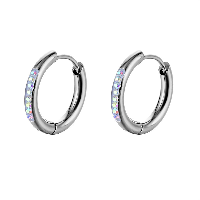 Fashion Circle Stainless Steel Plating Inlay Rhinestones Earrings 1 Piece
