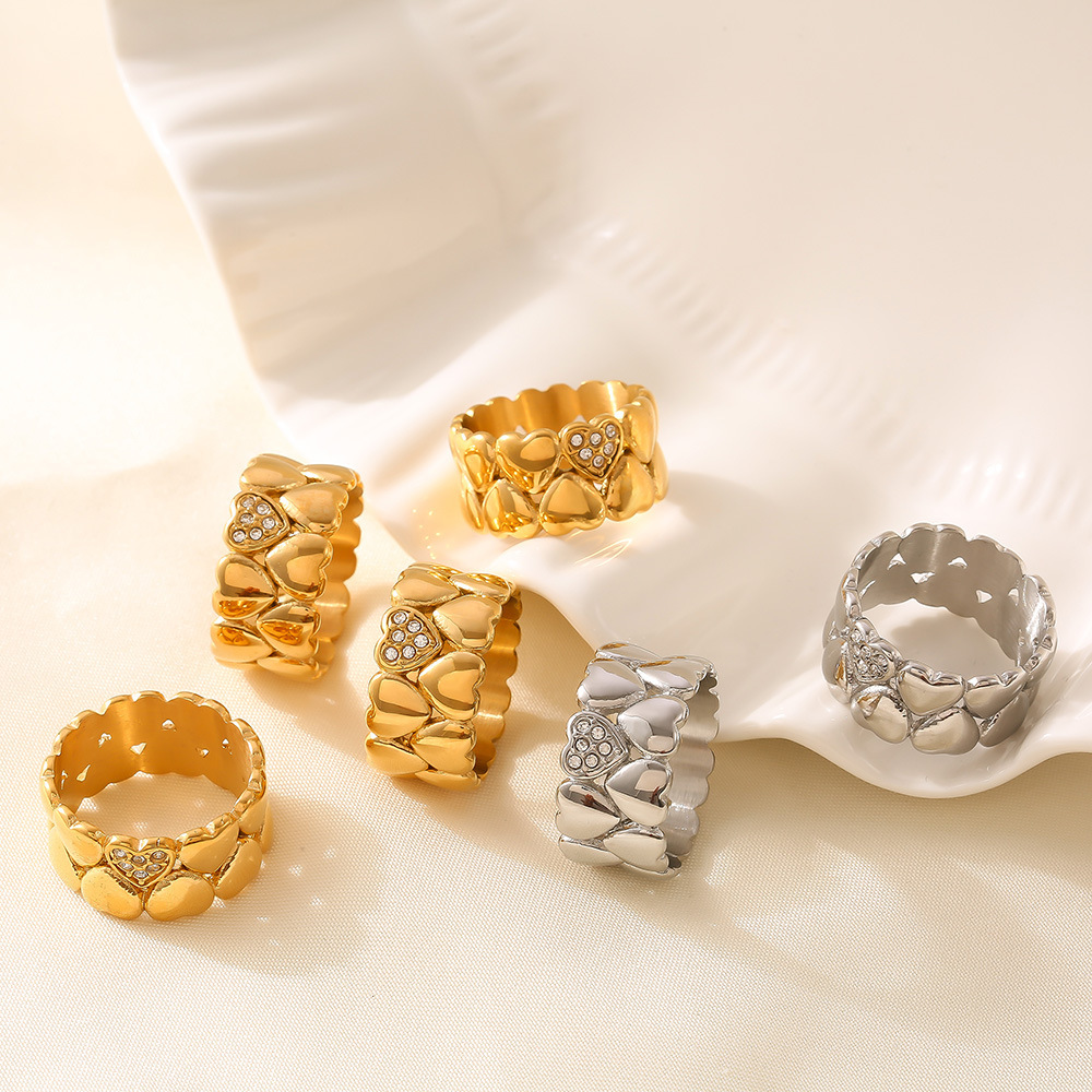 Niche design love ring plated with diamonds, double-layer stacked ring, gift gift, daily wear_voghion.com