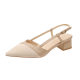 French Toe Sandals Pointed Toe with Nude High Heels Women's Summer New Thick Heel Shoes 5cm