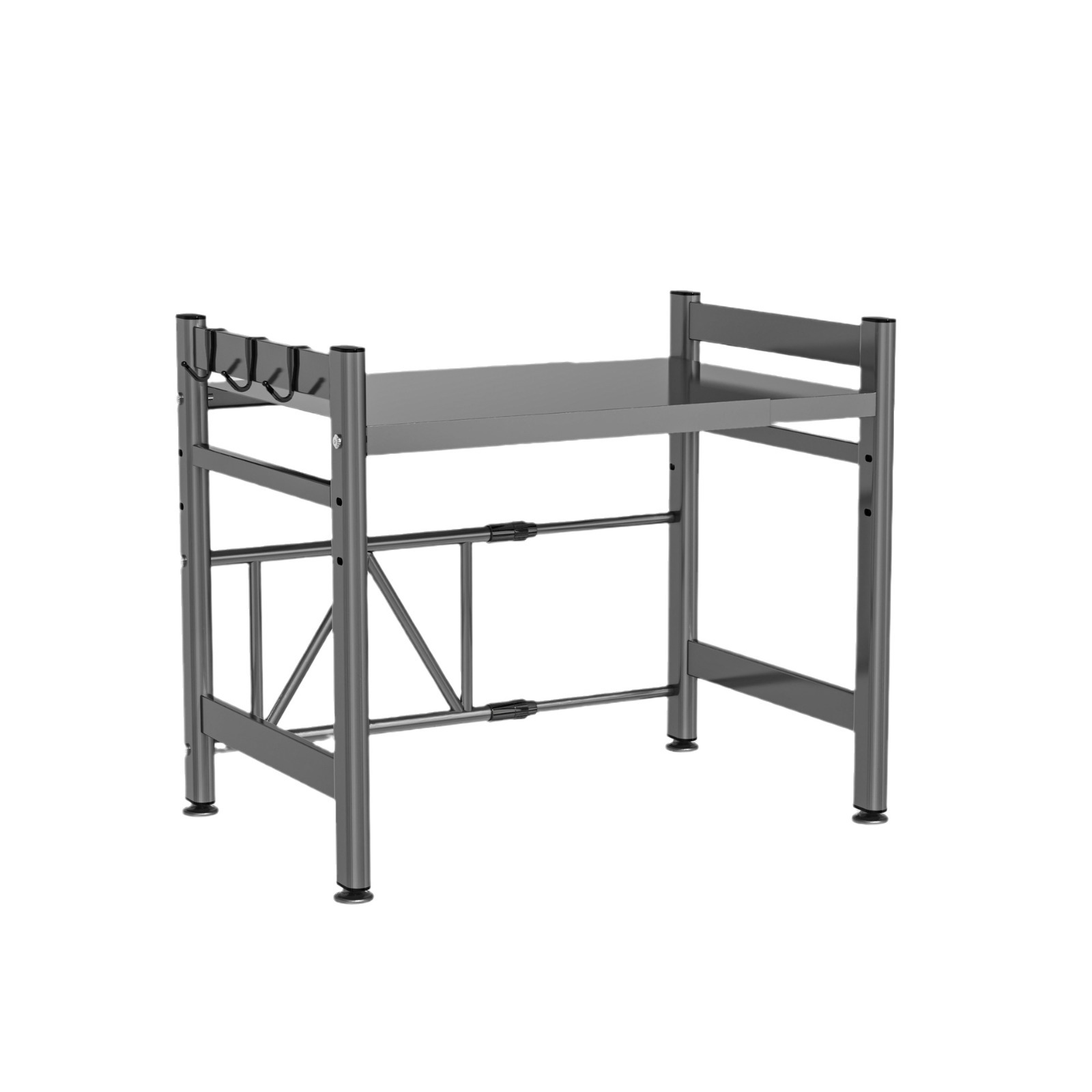 Rack de almacenamiento de horno de microondas cocina retráctil individual de doble capa estante de almacenamiento encimera utensilios de cocina estante de almacenamiento horno de microondas