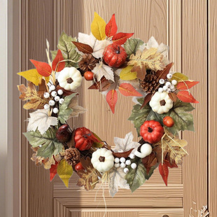 Harvest Festival Farmhouse Decoration Farmhouse Thanksgiving Maple Leaf Berry White Pumpkin Set Garland Ornament Pendant