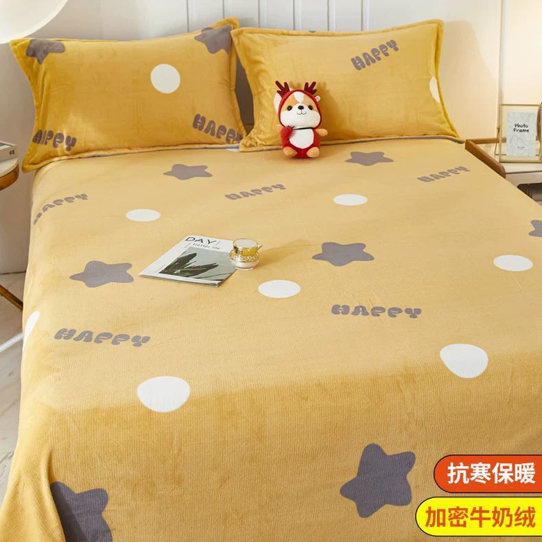 Invierno leche de lana de coral sábanas de lana de una sola pieza brida de manta de peluche dormitorio una sola persona gruesa manta de peluche cálida