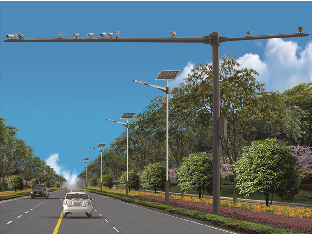 热镀锌锥形度8八棱角L型T形卡口监控电警立杆、信号红绿灯立杆