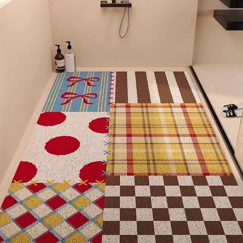 PVC Bathroom Cartoon Silk Loop Shower Room Hollow Non-Slip Foot Children Pregnant Women Bath Anti-Fall Floor Mat_voghion.com