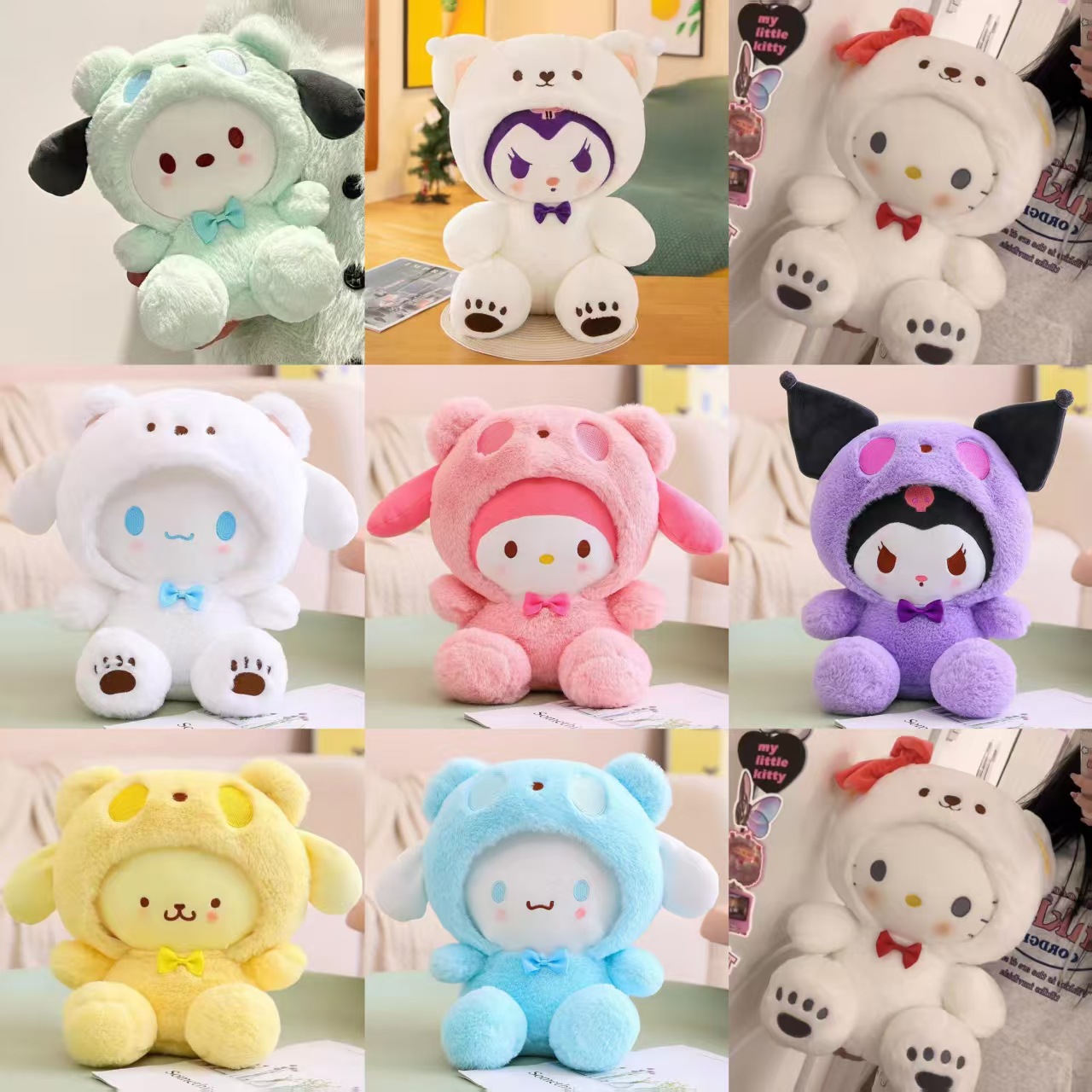 Muñeco de peluche Kuromi y Cinnamoroll de terciopelo corto suave para regalo