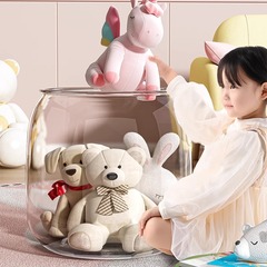 星優人形収納桶玩具収納筒ぬいぐるみ布整理収納子供人形透明収納腰掛け
