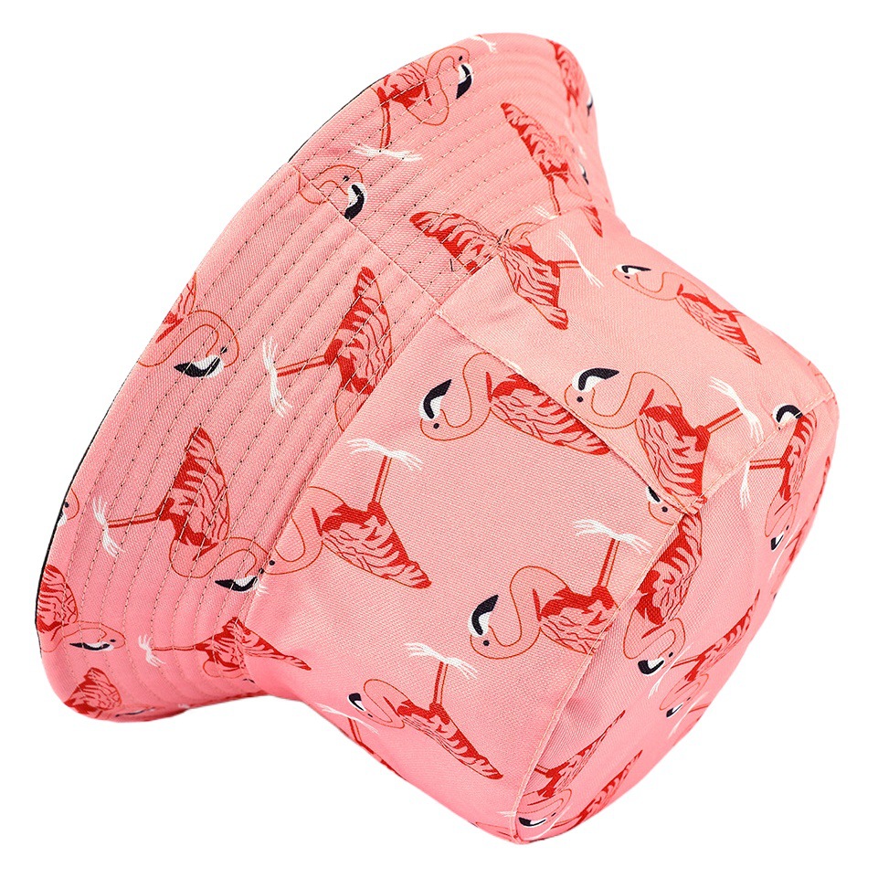 Nueva moda Flamingo impreso de doble cara sombrero de pescador de moda para mujer sombrero de sol protección solar