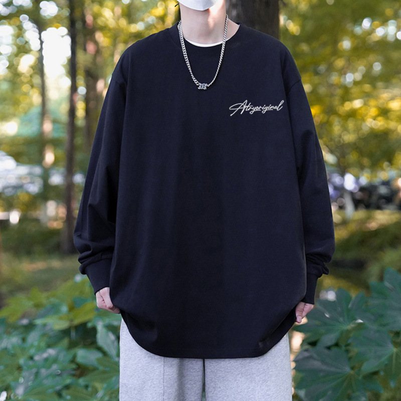 Pure Cotton Plus Size 150kg Fashion Design Creative Korean Style Trendy Loose Oversized Comfortable Long-Sleeve T-Shirt Pure Cotton Plus Size 150kg Fashion Design Creative Korean Style Trendy Loose Oversized Comfortable Long-Sleeve T-Shirt