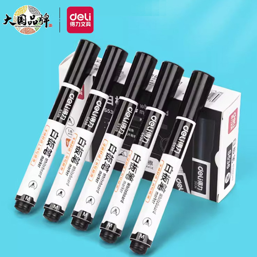 Deli stationery S536 whiteboard pen erasable teacher alcohol black blue red blackboard pen office supplies easy to erase