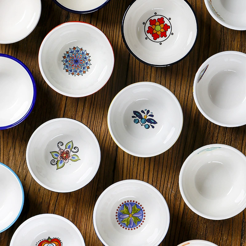 European and American guest manufacturers wholesale ceramics hand -painted rice bowl 4.5 -inch home dessert small bowl glaze under glaze can be microwave