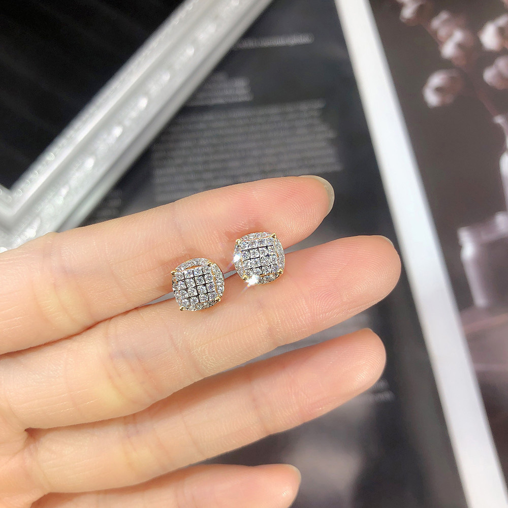 Fashion Square Copper Plating Inlay Zircon Ear Studs 1 Pair