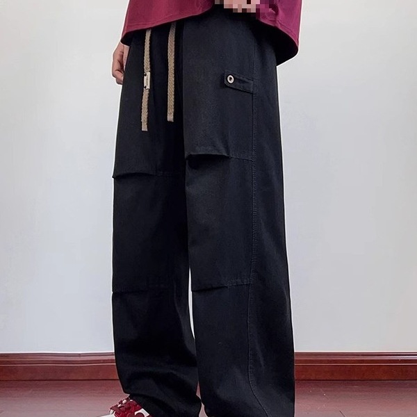 Vaqueros plisados estadounidenses para hombres verano nuevo estilo calle alta suelta recta adolescente transpirable casual recto mono recto