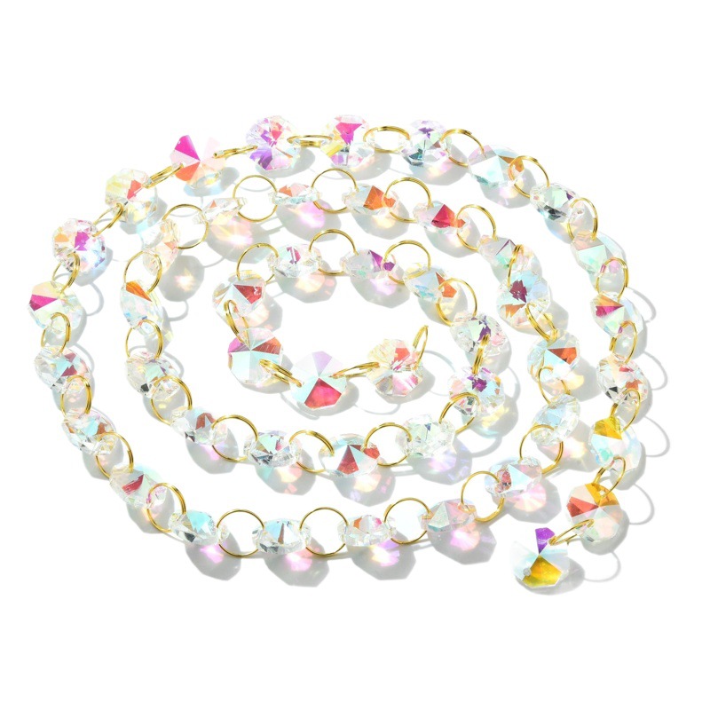 Suministro directo de fábrica suministros de la boda decoración de la habitación de la boda DIY Cortina de cristal Aurora AB color octogonal cortina de cuentas