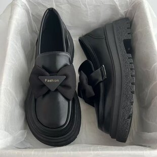2023 New Spring Retro Small Leather Shoes Thick Bottom Loafers Women's British Style Thick Heeled Single Shoes Soft Bottom plus size Women's Shoes