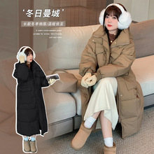 Y876冬季新品加肥胖mm微胖大码棉服中长款保暖棉衣咖色女连帽外套