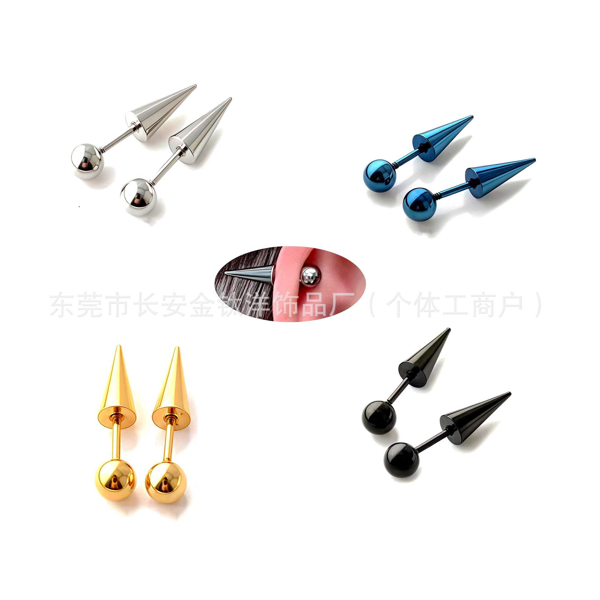 F136 Titanium Internally Threaded Double-Ended Pointed Ball Ear Studs - Cartilage Earrings for Helix Tragus Piercing detail image 7