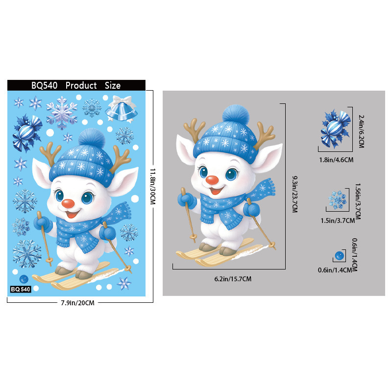 クリスマスステッカークリエイティブ漫画サンタクロースガラスステッカークロスボーダー新しい鐘スノーフレーク雪だるま静電ステッカー|undefined