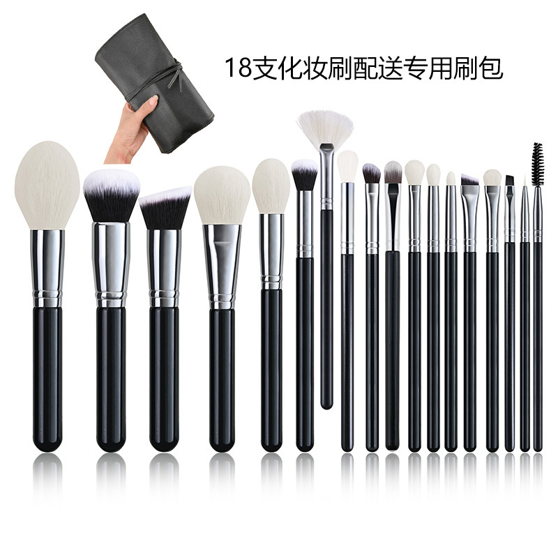 Fábrica al por mayor-blanco cremoso pinceles de maquillaje traje en forma de abanico 24 champán herramientas de maquillaje pelo sintético