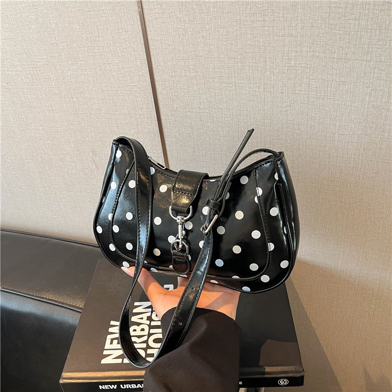 2026 New Trendy Lock Clasp Hook Polka Dot Stylish Large Capacity Casual Korean Fashion Crossbody Handbag Shoulder Bag