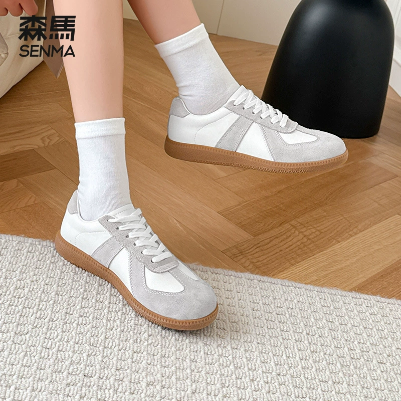 Кроссовки (Semir) спортивные универсальные с мягкой подошвой, белые/бежево‑розовые, 35–40
