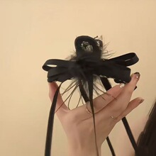 发卡网红2025年气质高级感羽毛简约飘带超仙头饰发抓新款发夹女