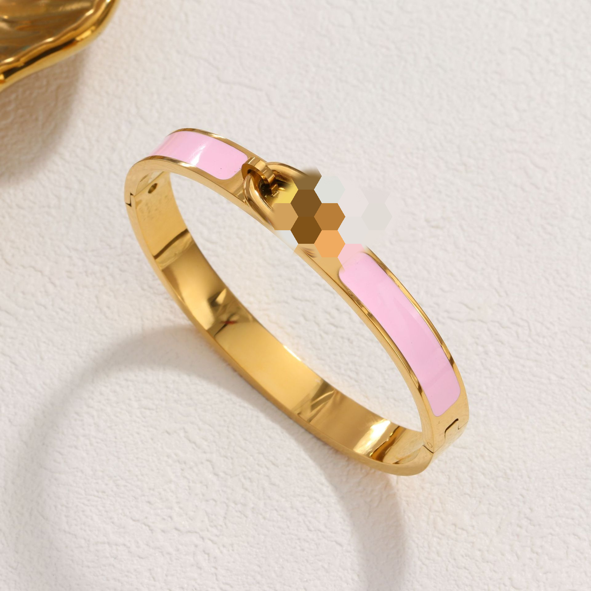 23 돼지코 핑크 팔찌 골드