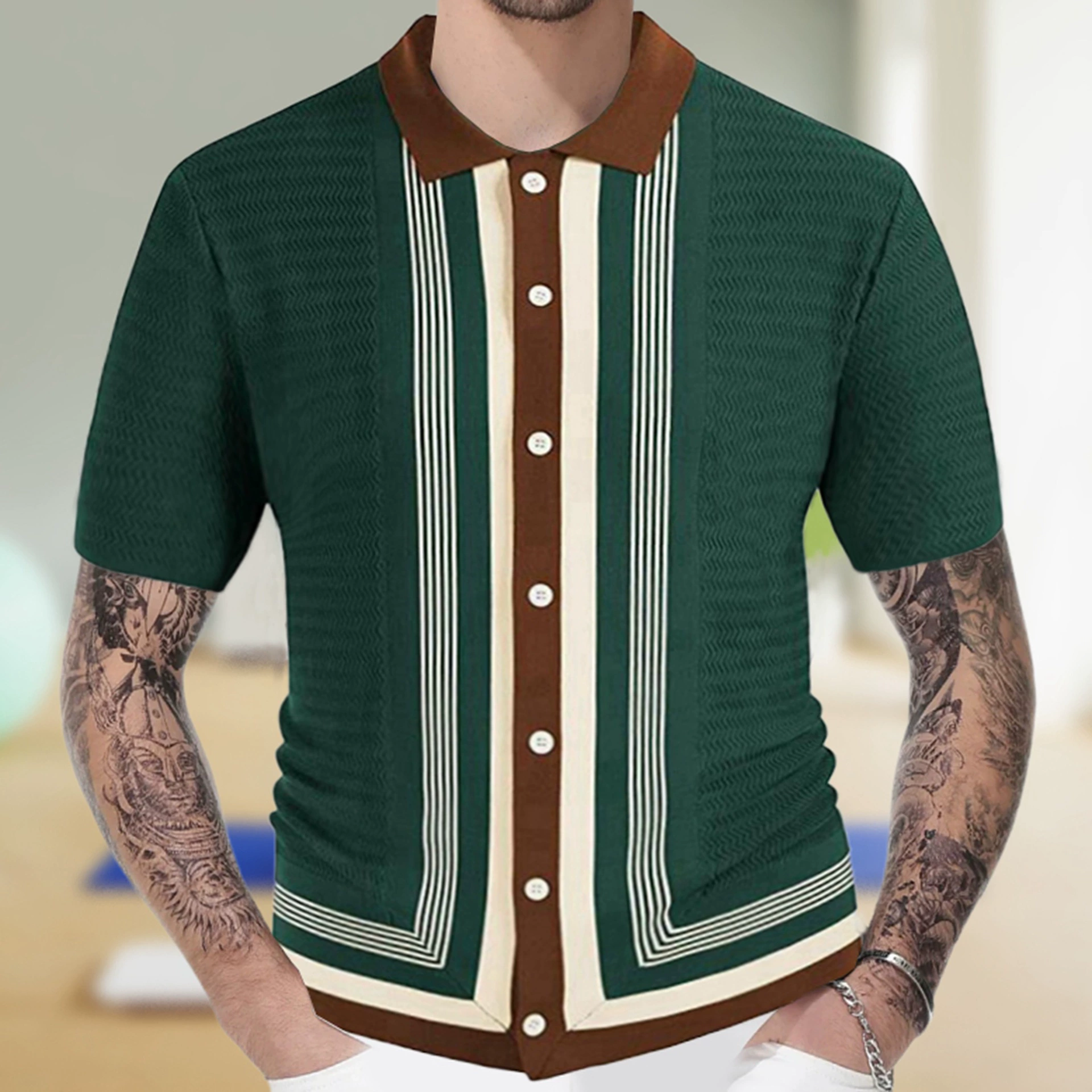 Summer knitted sweater, polo, Amazon, with short sleeve