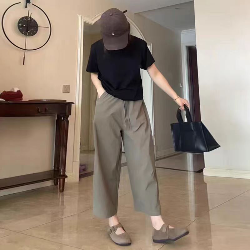 夏季胖妹妹大码薄款九分直筒休闲裤宽松显瘦遮胯阔腿裤5967#|undefined