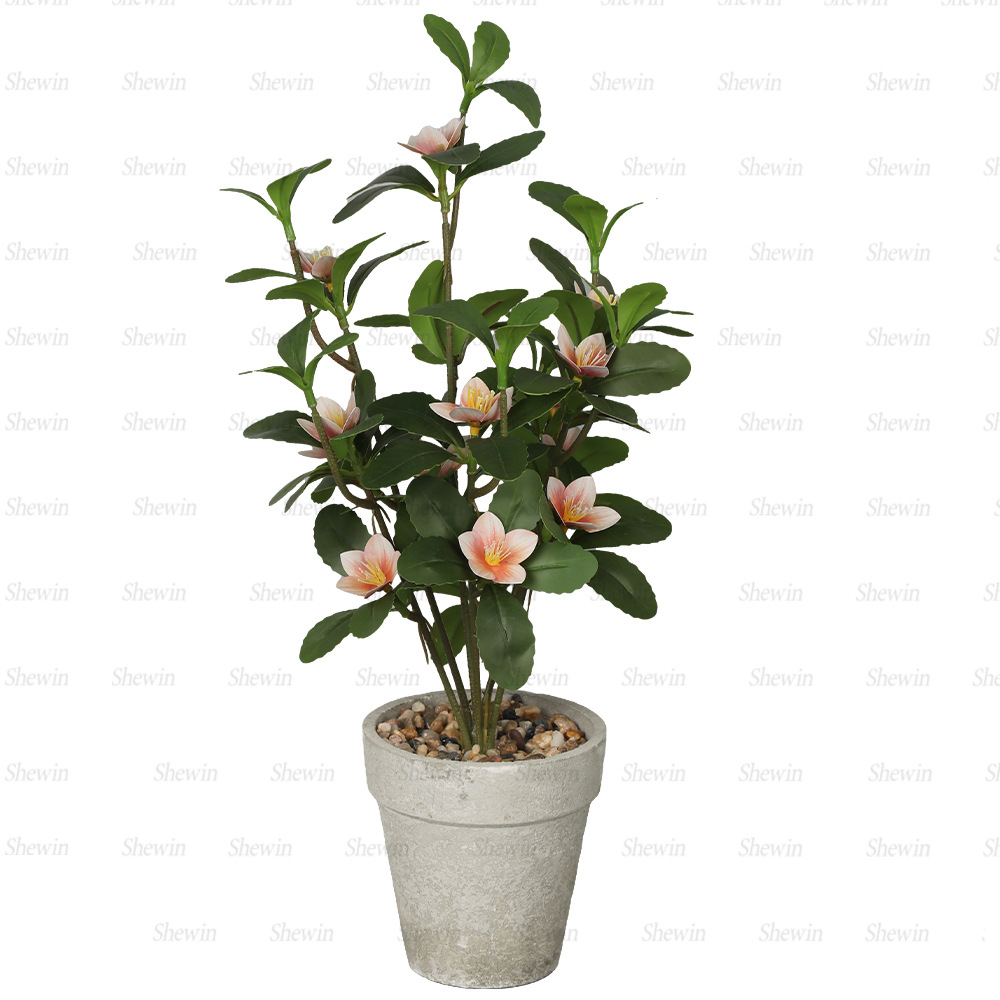 Plantas artificiales transfronterizas en maceta para decoración de alta gama en el hogar y escritorio, adornos de plantas verdes artificiales, pequeñas flores de árbol de paulonia, bonsái vintage de pulpa de papel.
