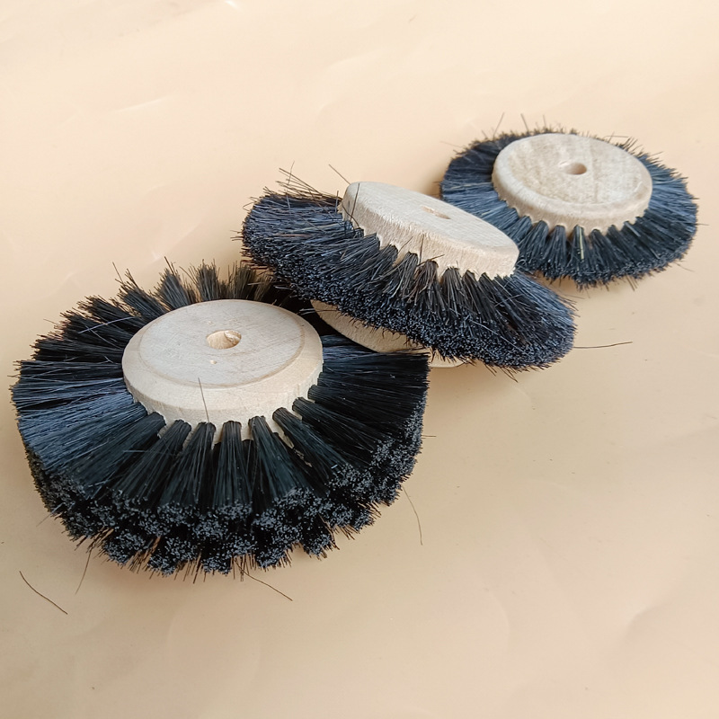 电动木芯平行猪毛轮猪鬃刷毛扫抛光轮玉石佛珠缝隙打磨义齿抛光轮