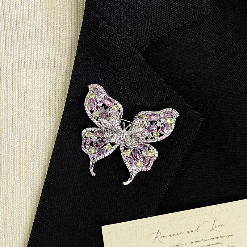 Brilliant Disc Shadow Heavy Industry Super Flash Multi-Layer Butterfly Full Zirconium Brooch Women's High-End Design Suit Corsage Pin Accessories