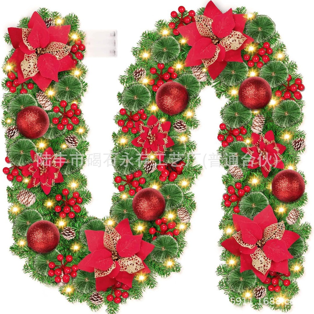 圣诞花环门挂180/270CM人造装饰品圣诞树藤条挂饰场景布置门