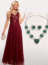 I 34751 HeartRhinestone Necklace Earrings Set ����ˮ��������