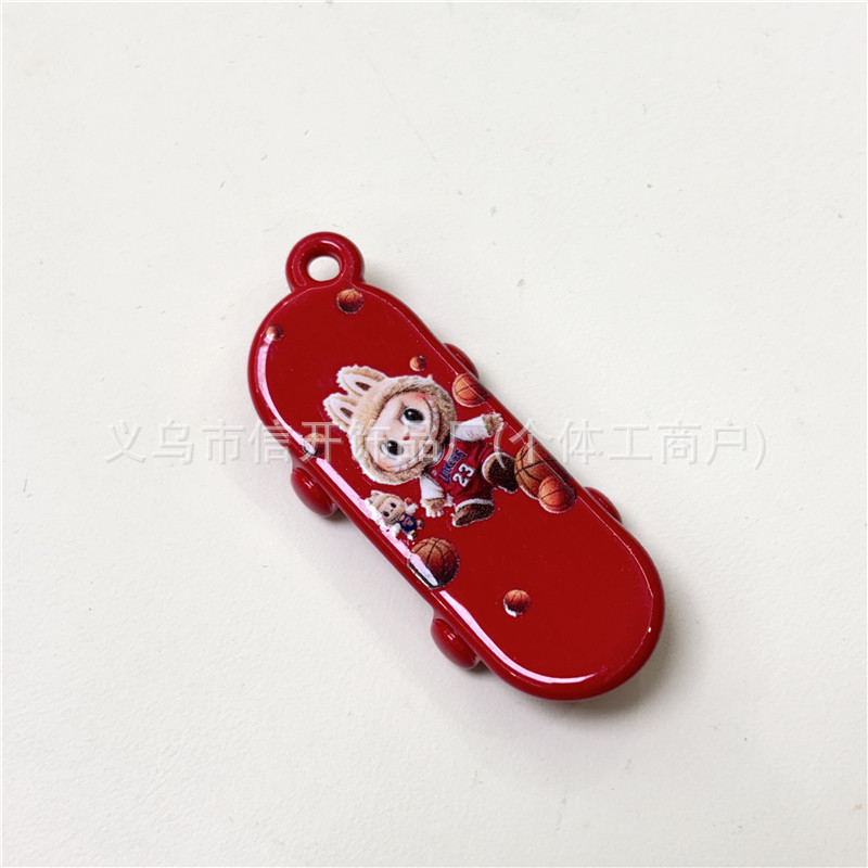 吊孔亚克力拉布布印花滑板挂坠 手工diy钥匙链手机链包挂饰品材料|undefined