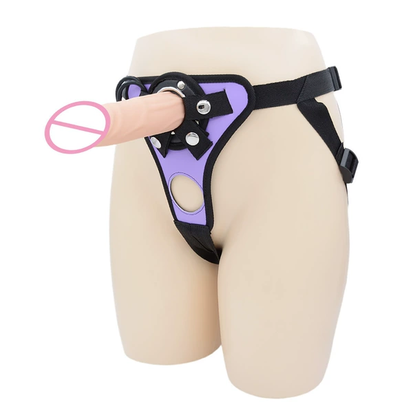 New purple pants+meat color accessories