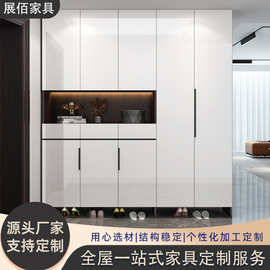 全屋定制玄关柜门口入户多层衣帽柜鞋柜一体收纳柜子河北厂家批发