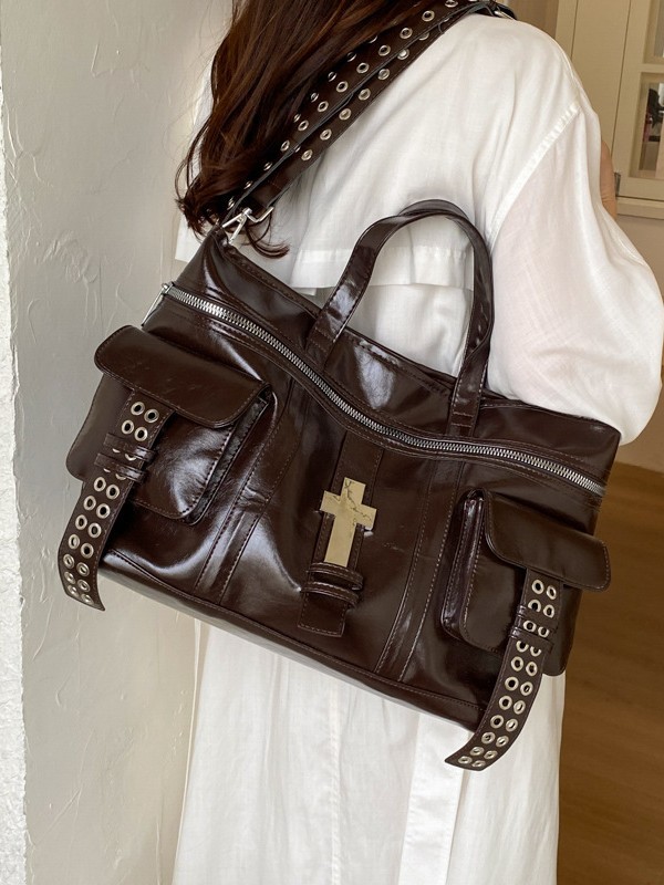 Bolso de mujer de gran capacidad de lujo ligero de hombro mochila de alto nivel de moda retro versátil Maillard bolso de mano