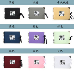 跨境橫版手工DIY相冊開窗相冊蝴蝶結絲帶卡簧手工影集剪貼批發