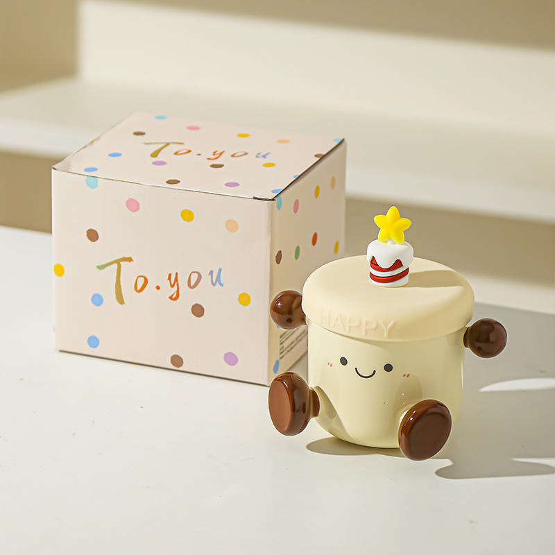 Creativa pintada a mano linda muñeca taza de dibujos animados taza de cerámica taza de café taza de pareja de oficina en casa taza de regalo