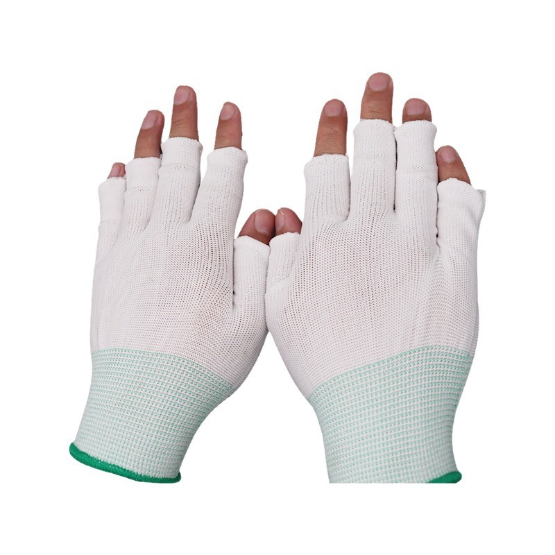 Falta dedo roto 5 dedo guantes de nylon fábrica electrónica Courier guantes de pesca guantes de protección laboral fábrica al por mayor