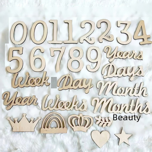Baby Birthday Month Board Numbers Wood Sign DIY Baby Full Moon Scene Decoration 100th Day Photo Prop Wooden Pieces